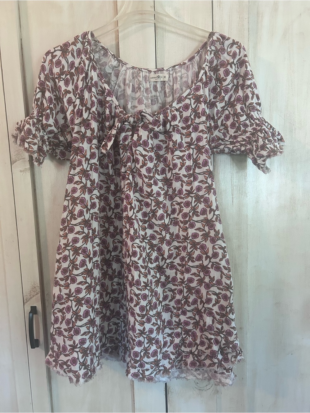 NATURAL LIFE Cream Dress with Pink Floral Print
